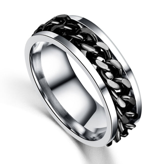 Punk Rock Stainless Steel Rotatable Chain Rings, 6, 7, 9, 10, 11, 8
