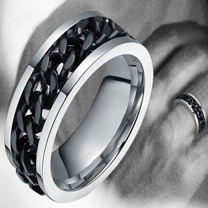 Punk Rock Stainless Steel Rotatable Chain Rings, 6, 7, 9, 10, 11, 8