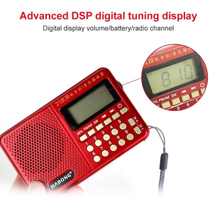 3 PCS HABONG KK-170 Portable 21 Bands FM/AM/SW Radio Rechargeable Radio Receiver Speaker,  Support USB / TF Card / MP3 Music Player