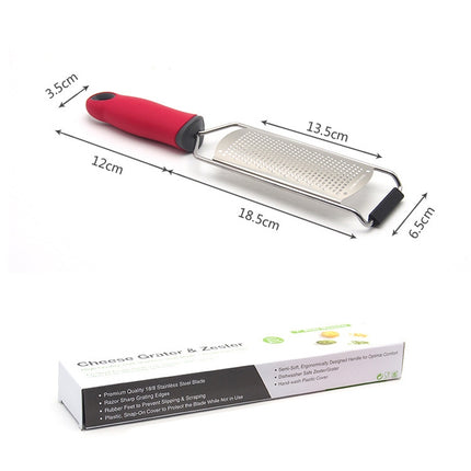 Cheese Grater Stainless Steel Blade Cheese Slicer Lemon Grater Chocolate Scraping Planer with Protective Cover, Cheese Grater (Red), Cheese Grater (Black)