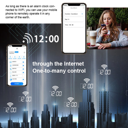 Creative LED Digital Wall Clock Multi-function WIFI Clock, 6 Bit Hollow WIFI, 6 Bit Sealed Box WIFI