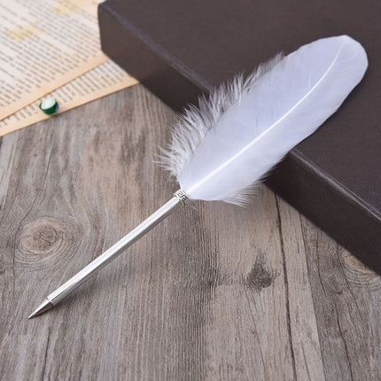 Ostrich Feather Quill Ballpoint Pen Wedding Gift Office School Signature Pen, Length:26cm, White, Black, Pink, Fruit Green, Sky Blue, Yellow, Blackish Green, Dark Purple, Dark Blue, Watermelon Red, Grey, Magenta, Light Green, Light Purple