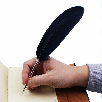 Ostrich Feather Quill Ballpoint Pen Wedding Gift Office School Signature Pen, Length:26cm, White, Black, Pink, Fruit Green, Sky Blue, Yellow, Blackish Green, Dark Purple, Dark Blue, Watermelon Red, Grey, Magenta, Light Green, Light Purple