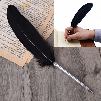 Ostrich Feather Quill Ballpoint Pen Wedding Gift Office School Signature Pen, Length:26cm, White, Black, Pink, Fruit Green, Sky Blue, Yellow, Blackish Green, Dark Purple, Dark Blue, Watermelon Red, Grey, Magenta, Light Green, Light Purple