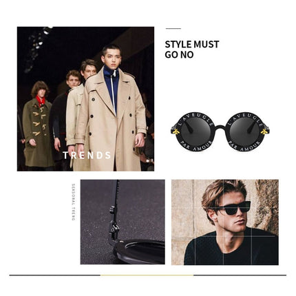 Women Vintage Round Frame Gradient Shades Sun Glasses, Transparent, Black Gray, Orange, Silver, Yellow, Pink, Black and Pink