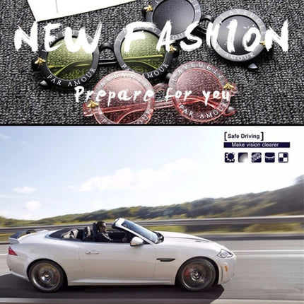 Women Vintage Round Frame Gradient Shades Sun Glasses, Transparent, Black Gray, Orange, Silver, Yellow, Pink, Black and Pink