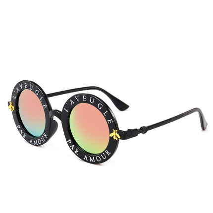 Women Vintage Round Frame Gradient Shades Sun Glasses, Transparent, Black Gray, Orange, Silver, Yellow, Pink, Black and Pink