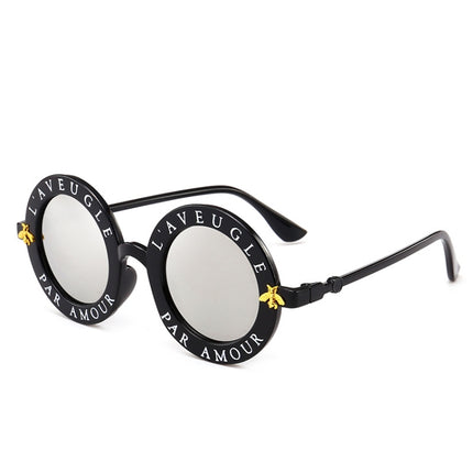 Women Vintage Round Frame Gradient Shades Sun Glasses, Transparent, Black Gray, Orange, Silver, Yellow, Pink, Black and Pink