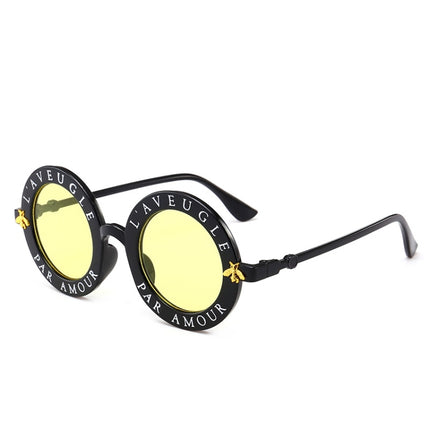 Women Vintage Round Frame Gradient Shades Sun Glasses, Transparent, Black Gray, Orange, Silver, Yellow, Pink, Black and Pink