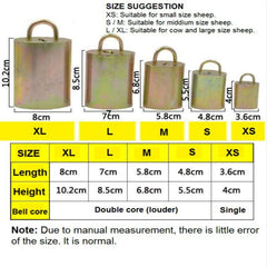 Special Loud Thick Cow Horse Sheep Farm Animals Anti-Lost Loud Bell, S, XL