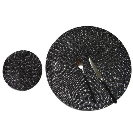 2 PCS PP Round Oval Woven Placemat, Diameter 36cm, Diameter 18cm