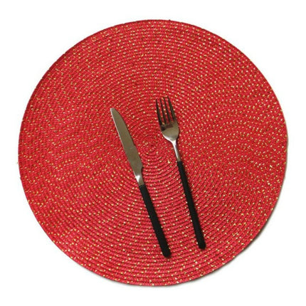 2 PCS PP Round Oval Woven Placemat, Diameter 36cm, Diameter 18cm