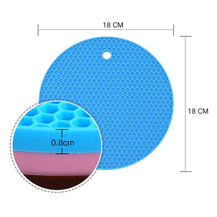 Honeycomb Silicone Round Non-slip Heat Resistant Mat, Size: 18x18x0.8cm, Honeycomb Silicone Mat