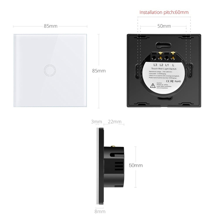 Recessed One-way Touch Switch Sensor Control  Lamp Switch