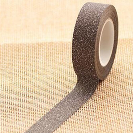 Flash Washi Sticky Paper Tape Label DIY Decorative Tape, Length: 10m, Golden Yellow, Rose Red, Sky Blue, Skin Pink, Orange, Green, Pink, Silver, Royal Blue, Coffee, Black, Floral, Light Gold, Jasper, Dark Blue