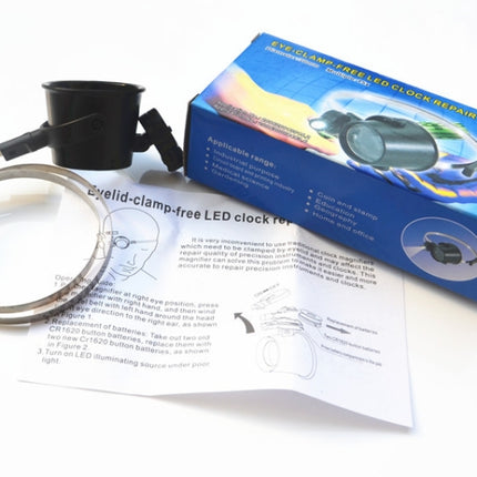 15X LED Lighted Hands-free Eye-Loupe Head Band Watch Repair Magnifier