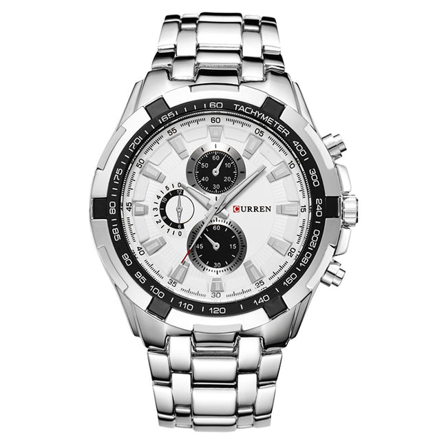 CURREN 8023 Men Stainless Steel Analog Sport Quartz Watch, White case white face, Silver case gold face, Silver case gold ring black face, Black case white face, Black case black face, Black case gold ring white face, Black case gold face��������������...