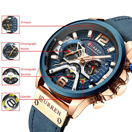 CURREN M8329 Casual Sport Leather Watch for Men