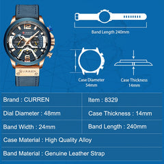 CURREN M8329 Casual Sport Leather Watch for Men