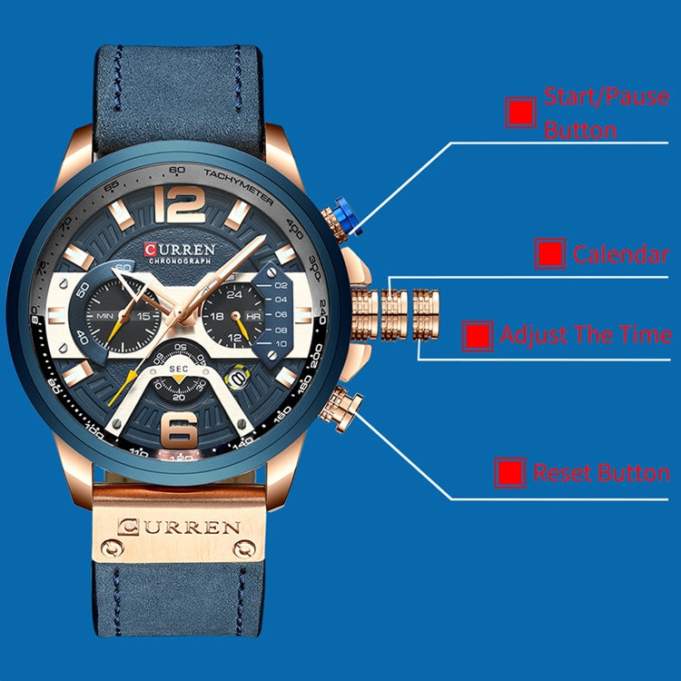 CURREN M8329 Casual Sport Leather Watch for Men