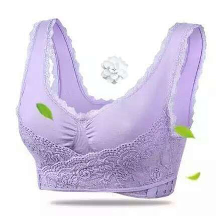 Front Cross Side Buckle Wireless Lace Bra Breathable Sport For Women, M, L, XL