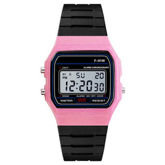 HONHX F-91W Analog Digital Motion LED Silicone Strap Multifunction Electronic Watch