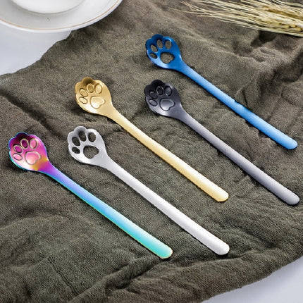 Stainless Steel Creative Cat Claw Coffee Spoon Dessert Cake Spoon, Cat Claw Spoon Gold, Hollow Cat Claw Spoon Gold, Cat Claw Spoon Rose Gold, Hollow Cat Claw Spoon Rose Gold, Cat Claw Spoon Black, Hollow Cat Claw Spoon Black, Cat Claw Spoon Colorful   ...