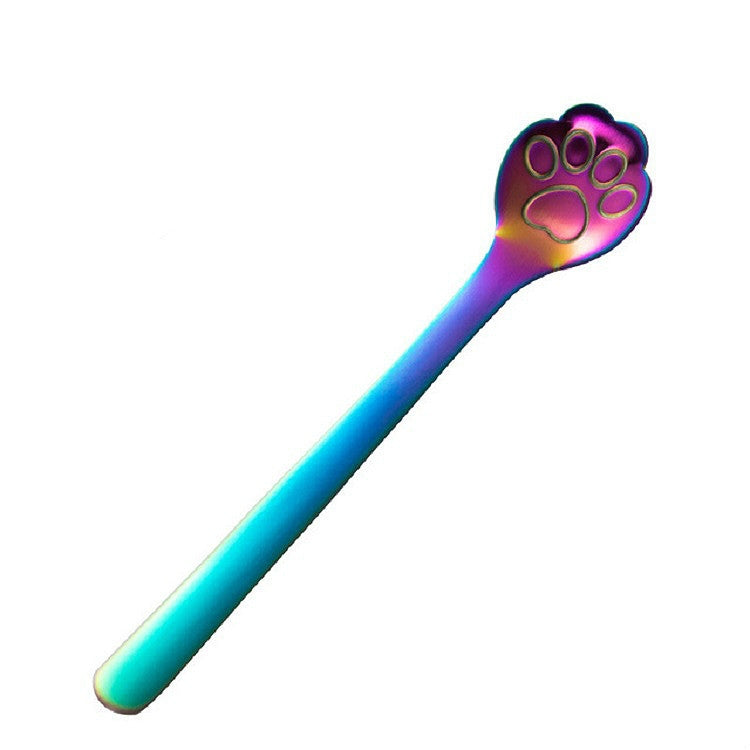 Stainless Steel Creative Cat Claw Coffee Spoon Dessert Cake Spoon, Cat Claw Spoon Gold, Hollow Cat Claw Spoon Gold, Cat Claw Spoon Rose Gold, Hollow Cat Claw Spoon Rose Gold, Cat Claw Spoon Black, Hollow Cat Claw Spoon Black, Cat Claw Spoon Colorful���...