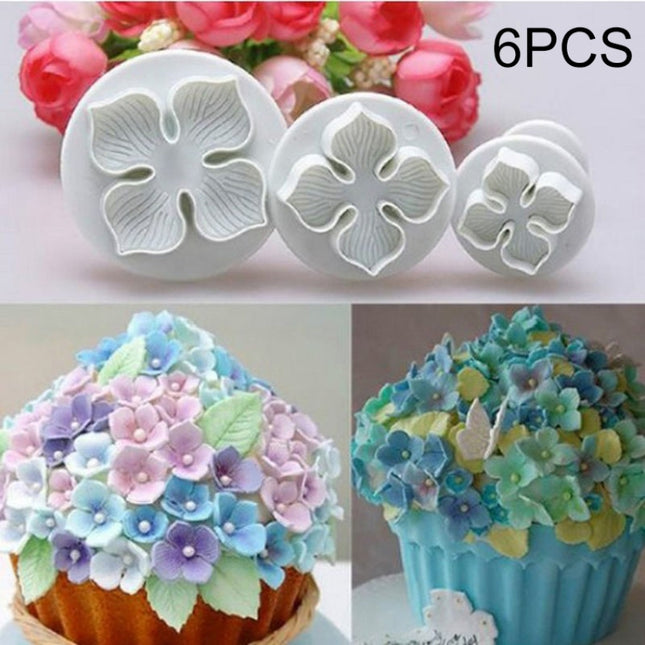 2 Set Silicone Hydrangea Fondant Cake Decorating Flower Blossom Mold, 3 PCS Hydrangea