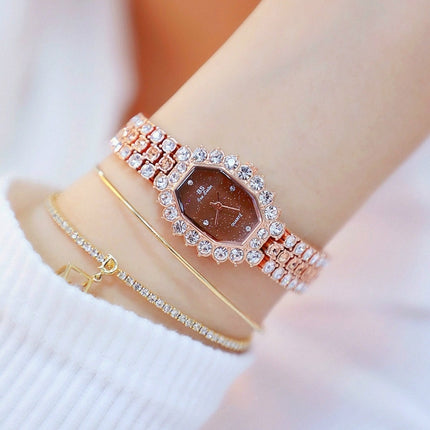 BS beesister FA1581 Women Octagonal Dial Diamond Plated Rhinestone Bracelet Quartz Watch