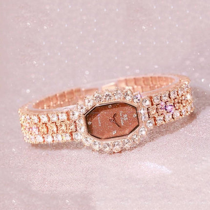 BS beesister FA1581 Women Octagonal Dial Diamond Plated Rhinestone Bracelet Quartz Watch