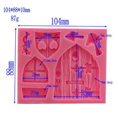 2 PCS Cartoon House Wooden Window Shape Silicone Candy Mold Fairy Tale Cake Decorating Tool