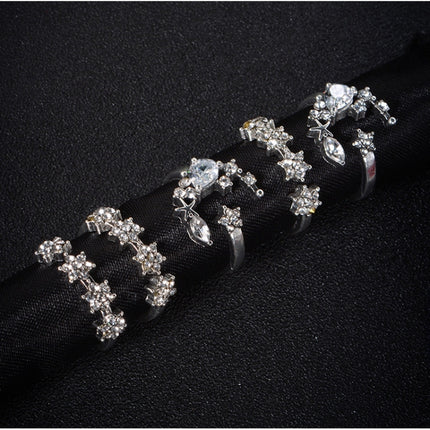5 PCS/Set Vintage Women Star Moon Adjustable Ring Set