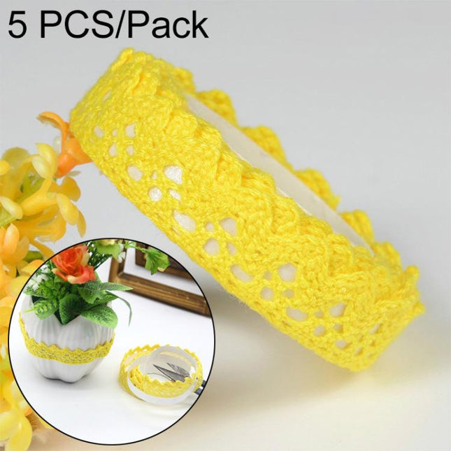 5 PCS Cotton Lace Fabric White Crochet Lace Roll Ribbon Knit Adhesive Tape Sticker Craft Decoration Stationery Supplies