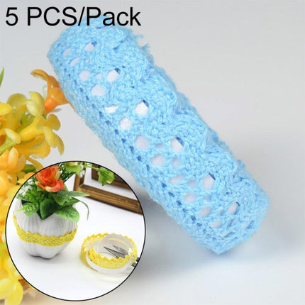 5 PCS Cotton Lace Fabric White Crochet Lace Roll Ribbon Knit Adhesive Tape Sticker Craft Decoration Stationery Supplies