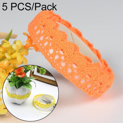 5 PCS Cotton Lace Fabric White Crochet Lace Roll Ribbon Knit Adhesive Tape Sticker Craft Decoration Stationery Supplies