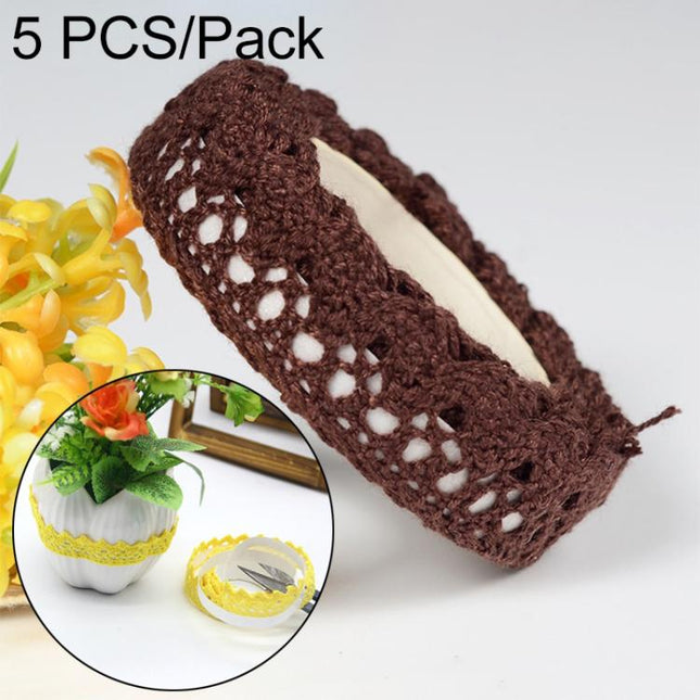 5 PCS Cotton Lace Fabric White Crochet Lace Roll Ribbon Knit Adhesive Tape Sticker Craft Decoration Stationery Supplies