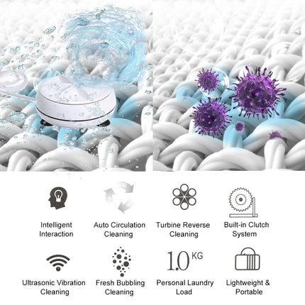 Portable Mini Washing Machine Ultrasonic Turbine Clothes Mini Washer with USB Cable Convenient for Travel