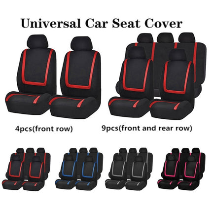 Universal Car Seat Cover Polyester Fabric Automobile Seat Covers Car Seat Cover Vehicle Seat Protector Interior Accessories, 4pcs Set Black, 4pcs Set Red, 4pcs Set Beige, 4pcs Set Gray, 4pcs Set Blue, 4pcs Set Pink, 9pcs Set Black, 9pcs Set Red��������...
