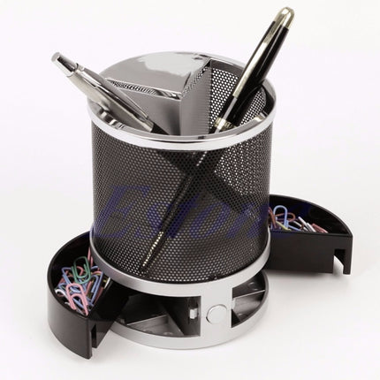 Desk Mesh Pen Pencil Holder Perpetual Calendar Office Supplies Multifunctional Digital LED Pens Storage Box