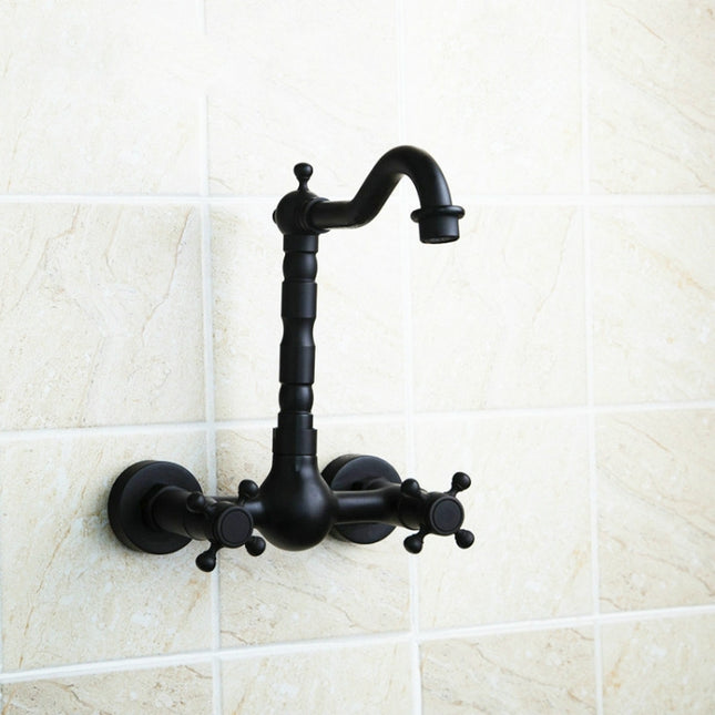 Wall-mounted Bathroom All Bronze Cold Hot Water Ancient Wall Faucet