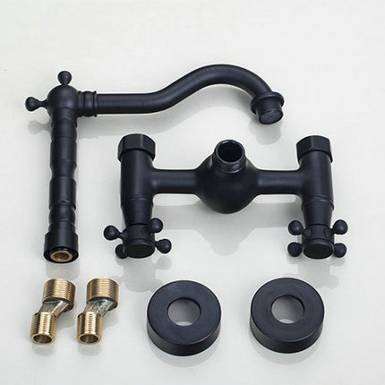 Wall-mounted Bathroom All Bronze Cold Hot Water Ancient Wall Faucet
