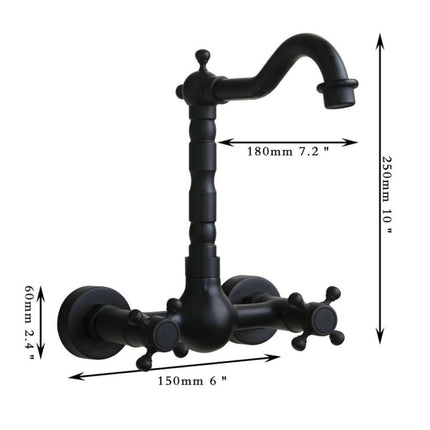 Wall-mounted Bathroom All Bronze Cold Hot Water Ancient Wall Faucet