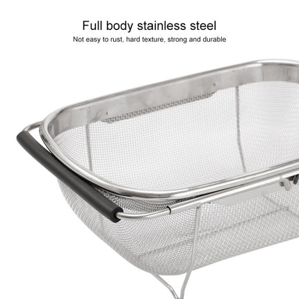 Stainless Steel Foldingf Filter Kitchen Tools Drainage Household Retractable Vegetable Fruit Basket, 24x34x11cm, 18x27x11cm