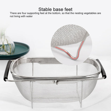 Stainless Steel Foldingf Filter Kitchen Tools Drainage Household Retractable Vegetable Fruit Basket, 24x34x11cm, 18x27x11cm