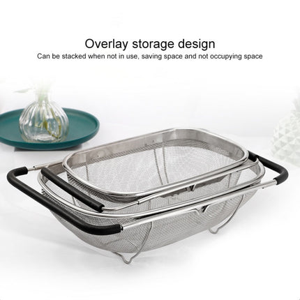 Stainless Steel Foldingf Filter Kitchen Tools Drainage Household Retractable Vegetable Fruit Basket, 24x34x11cm, 18x27x11cm