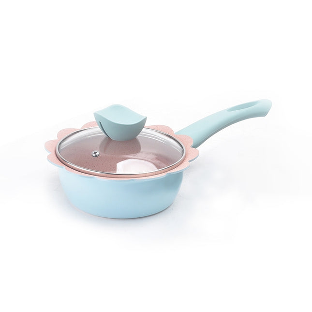 Baby Complementary Food Pot Cooking Milk Pan Maifan Stone Non Stick Household Multifunction Small Pot, Blue Milk Pan With Lid