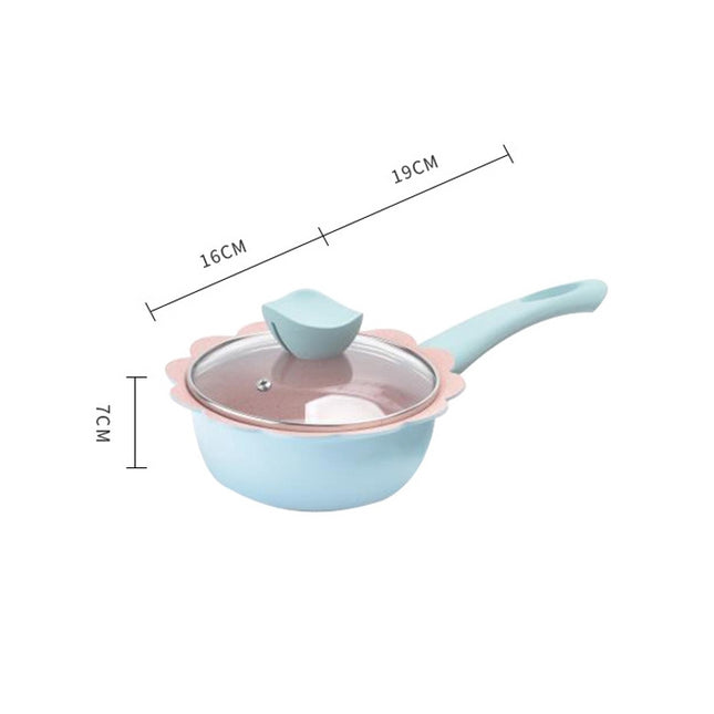 Baby Complementary Food Pot Cooking Milk Pan Maifan Stone Non Stick Household Multifunction Small Pot, Blue Milk Pan With Lid