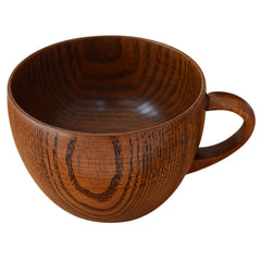 Mini Retro Handmade Wooden Coffee Tea Juice Water Cup Breakfast Beer Milk Drinkware with Handle, Milk Drinkware with Handle