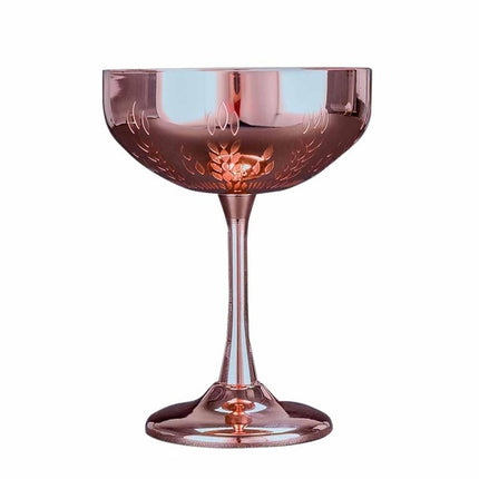 304 Stainless Steel Cup Ear Of Wheat Print Martini Goblet Wine Glass Drinkware